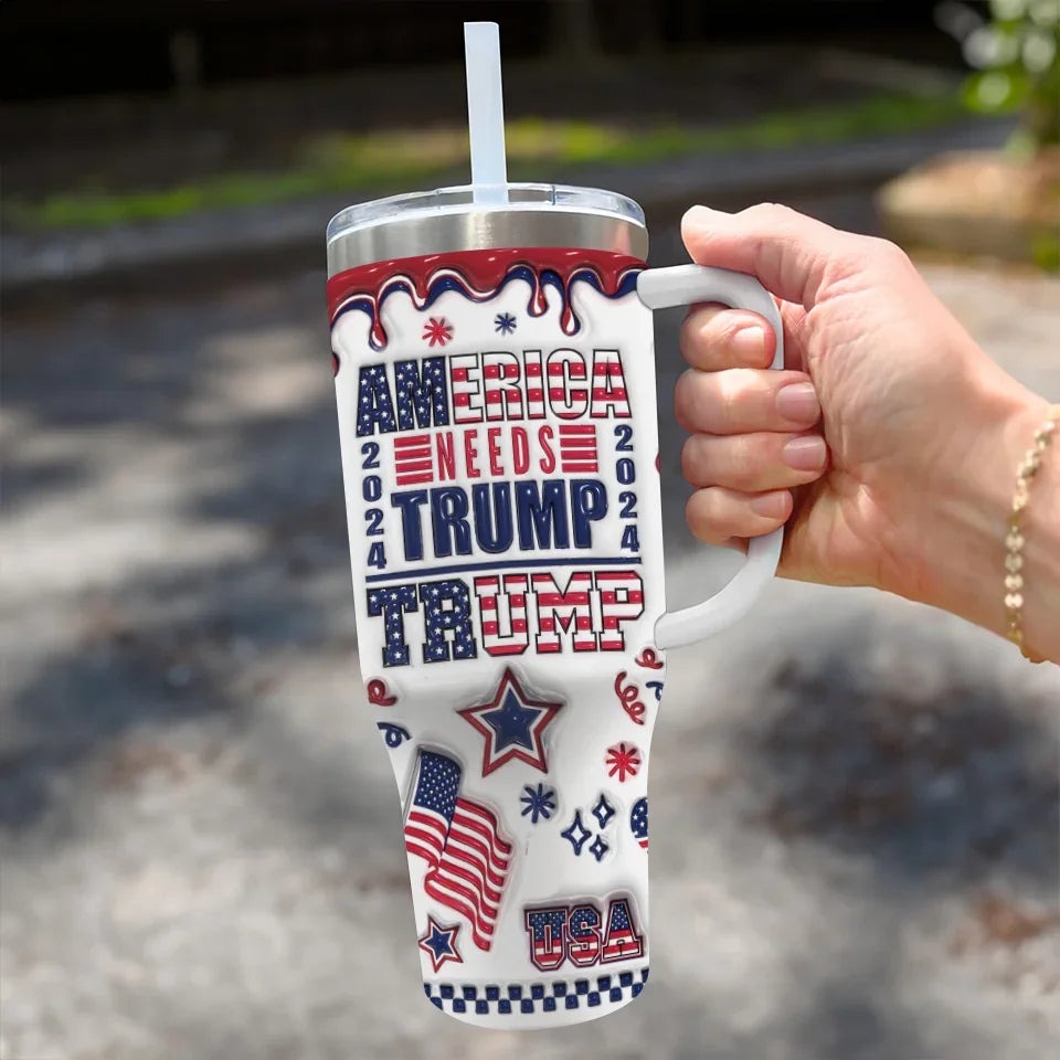 America Needs Trump 2024 Inflated 3D Tumbler Trump For President Tumbler For MAGA Supporters America Needs Trump 2024 Inflated 3D Tumbler Trump For President Tumbler For MAGA Supporters
