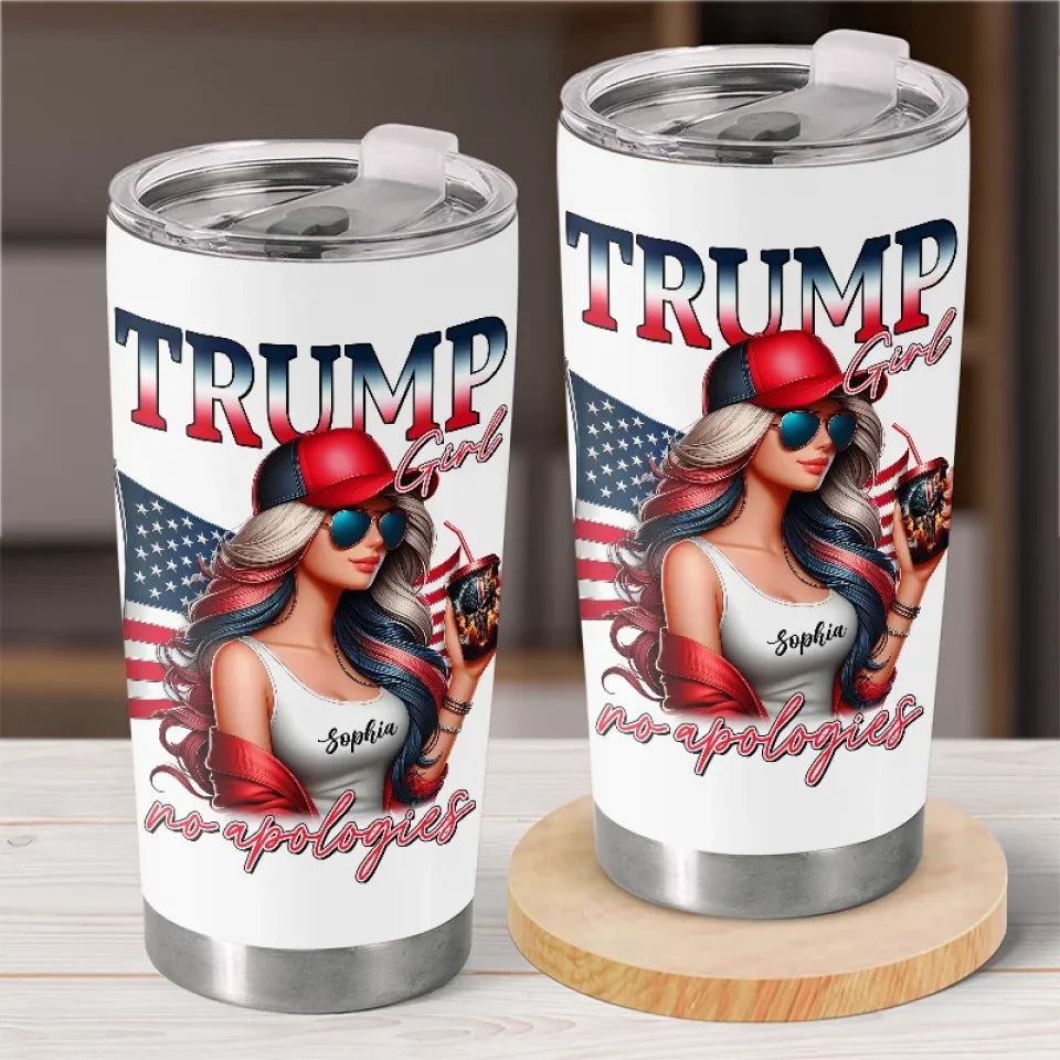Custom Trump Girl No Apologies Tumbler MAGA Support Trump 2024 Tumbler Patriotic Gifts Custom Trump Girl No Apologies Tumbler MAGA Support Trump 2024 Tumbler Patriotic Gifts