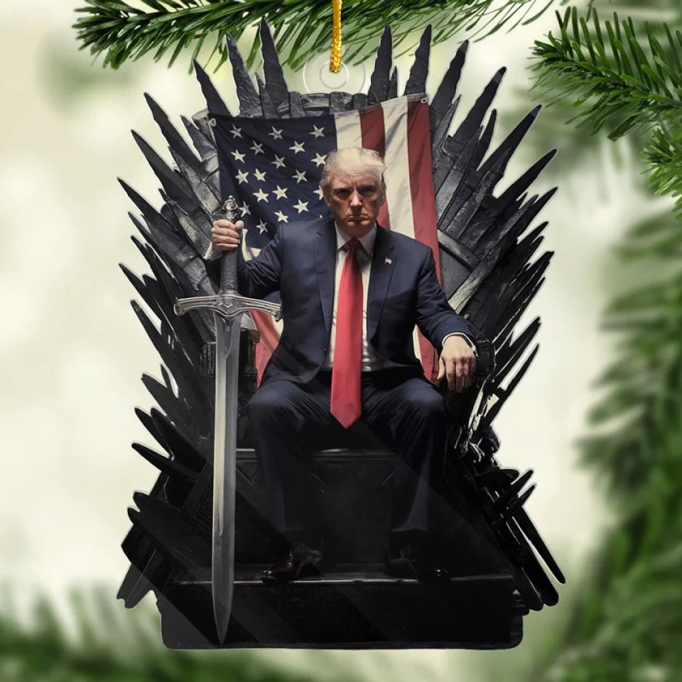 Donald Trump On Iron Chair Ornament Shape Trump 2024 Merchandise MAGA Christmas Tree Decor Donald Trump On Iron Chair Ornament Shape Trump 2024 Merchandise MAGA Christmas Tree Decor