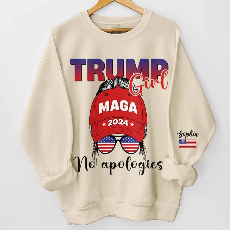 Personalized Trump Girl No Apologies Sweatshirt MAGA 2024 Donald Trump Sweatshirt Personalized Trump Girl No Apologies Sweatshirt MAGA 2024 Donald Trump Sweatshirt