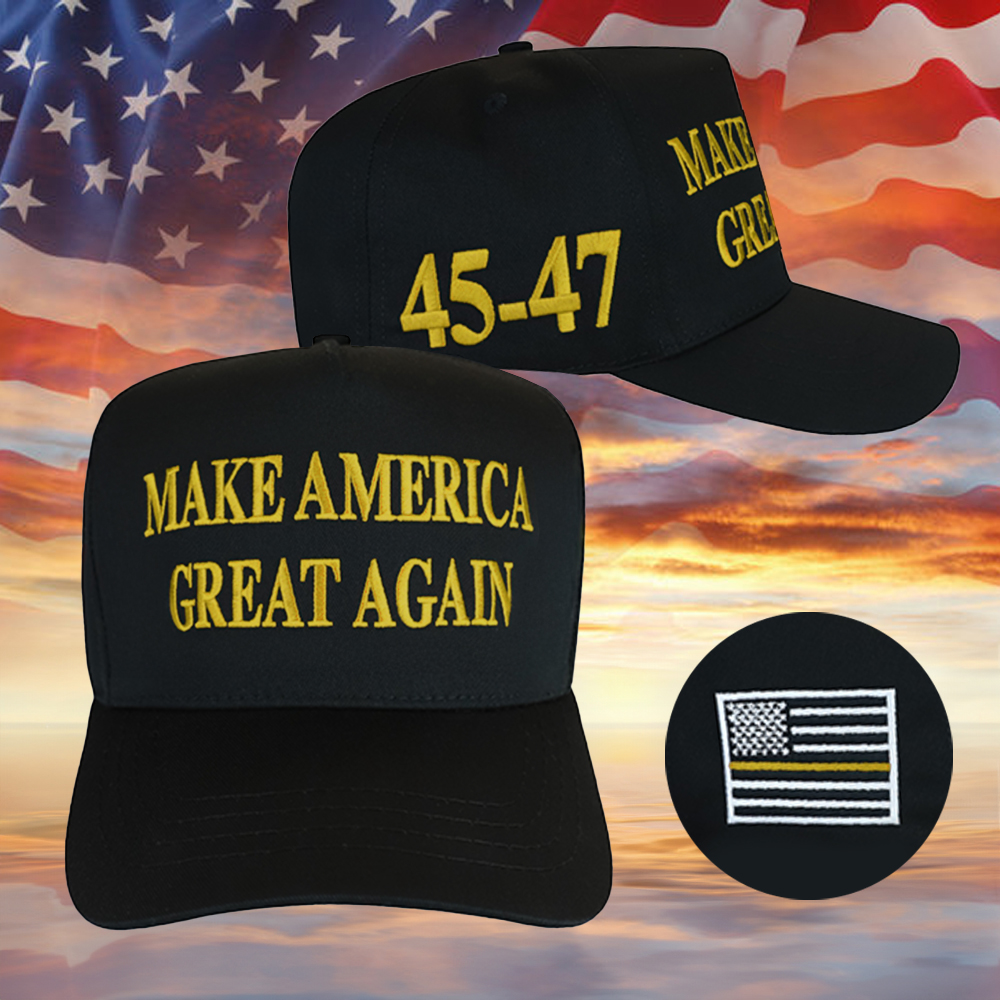 Thin Yellow Line Dark Maga Hat Embroidered Black MAGA Hat Dispatchers For Trump 2024 Merch Thin Yellow Line Dark Maga Hat Embroidered Black MAGA Hat Dispatchers For Trump 2024 Merch