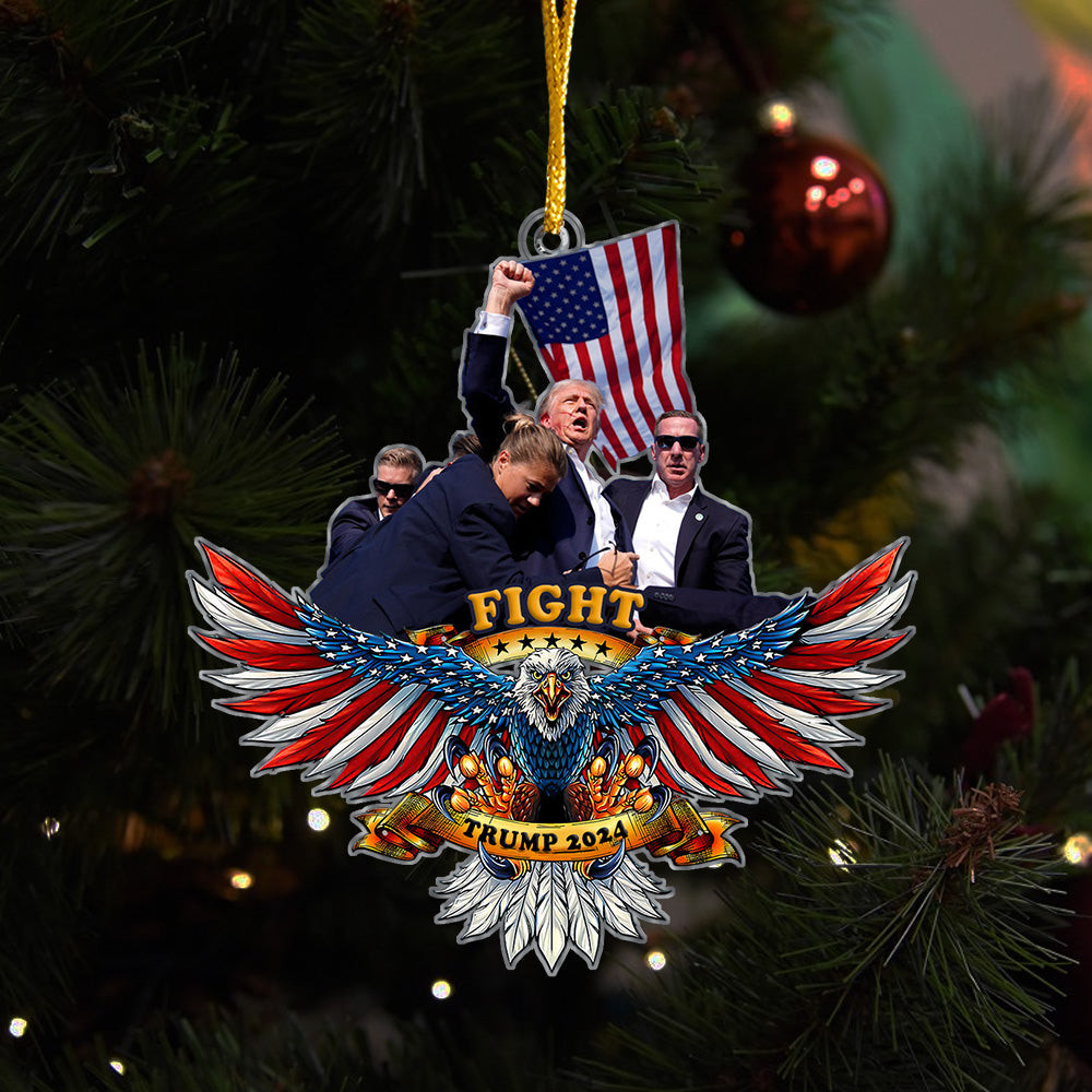 Trump 2024 Fight American Eagle Ornament Shape MAGA Trump Campaign Christmas Tree Ornaments Trump 2024 Fight American Eagle Ornament Shape MAGA Trump Campaign Christmas Tree Ornaments