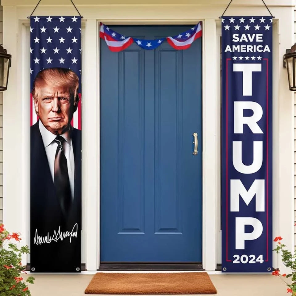 Trump 2024 Save America Porch Banner Set Donald Trump For President MAGA Merch Patriotic Decor Trump 2024 Save America Porch Banner Set Donald Trump For President MAGA Merch Patriotic Decor