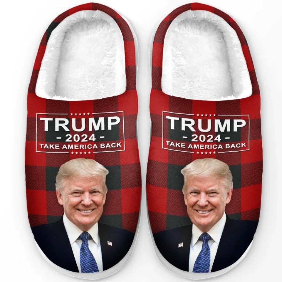 Trump 2024 Take America Back Buffalo Plaid House Slippers Pro Donald Trump Slippers MAGA Trump 2024 Take America Back Buffalo Plaid House Slippers Pro Donald Trump Slippers MAGA