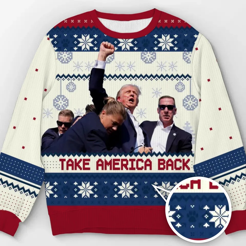 Trump 2024 Take America Back Christmas Ugly Sweater Donald Trump Fight Sweater MAGA Gifts Trump 2024 Take America Back Christmas Ugly Sweater Donald Trump Fight Sweater MAGA Gifts
