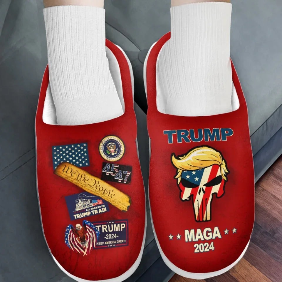 Trump 45 47 Keep America Great House Slippers MAGA 2024 Patriotic Slippers Gifts For Husband Trump 45 47 Keep America Great House Slippers MAGA 2024 Patriotic Slippers Gifts For Husband