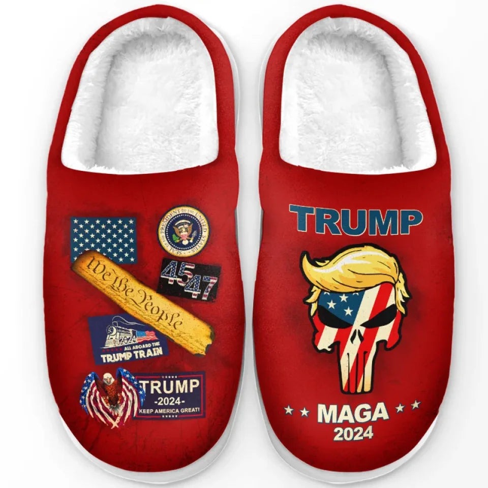 Trump 45 47 Keep America Great House Slippers MAGA 2024 Patriotic Slippers Gifts For Husband Trump 45 47 Keep America Great House Slippers MAGA 2024 Patriotic Slippers Gifts For Husband