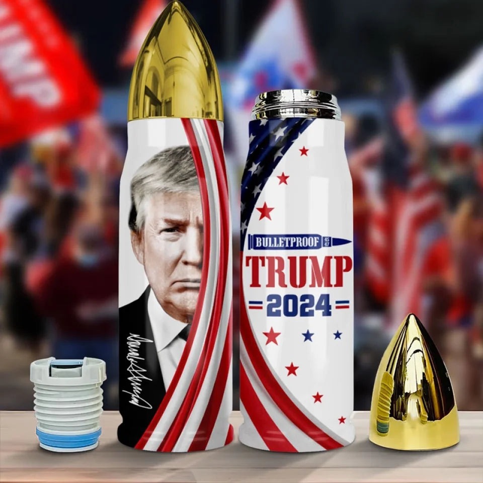 Trump Bulletproof 2024 Bullet Tumbler Donald Trump Never Surrender Tumbler MAGA Merch Trump Bulletproof 2024 Bullet Tumbler Donald Trump Never Surrender Tumbler MAGA Merch