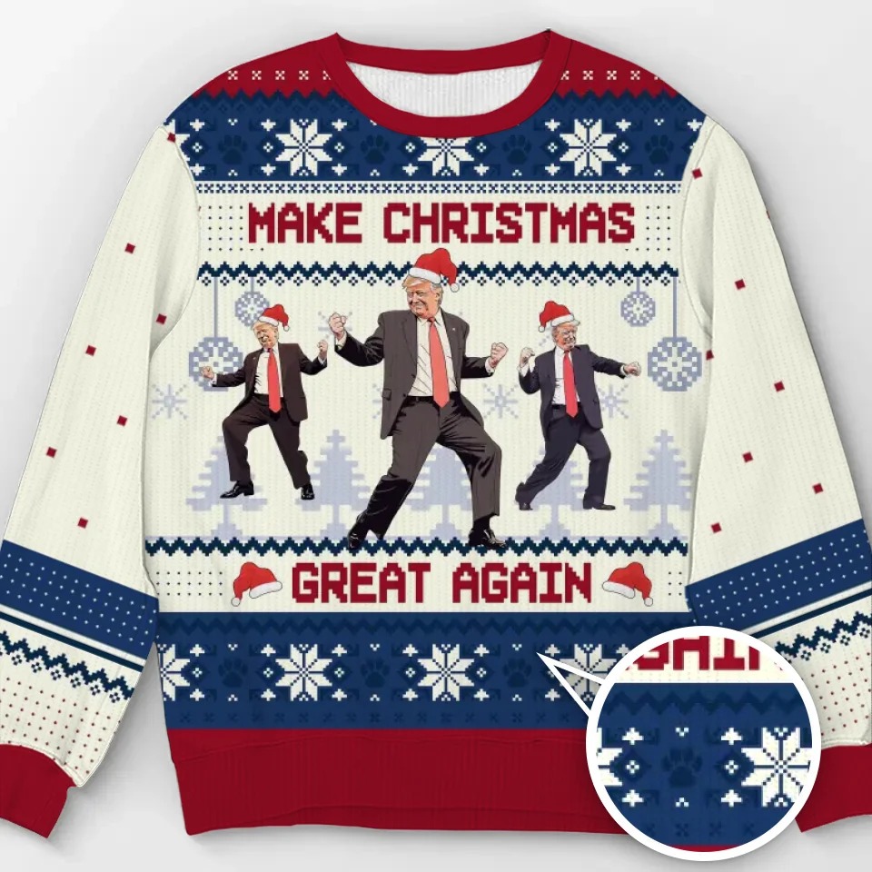 Trump Dance Make Christmas Great Again Ugly Sweater Pro Trump 2024 Sweater MAGA Merch Trump Dance Make Christmas Great Again Ugly Sweater Pro Trump 2024 Sweater MAGA Merch