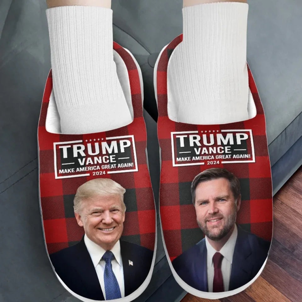 Trump Vance 2024 Make America Great Again Buffalo Plaid House Slippers Pro Trump Slippers MAGA Trump Vance 2024 Make America Great Again Buffalo Plaid House Slippers Pro Trump Slippers MAGA