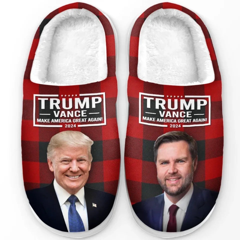 Trump Vance 2024 Make America Great Again Buffalo Plaid House Slippers Pro Trump Slippers MAGA Trump Vance 2024 Make America Great Again Buffalo Plaid House Slippers Pro Trump Slippers MAGA