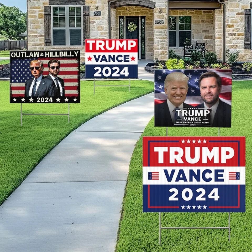 Trump Vance Make America Great Again 2024 Yard Sign 4 Set Outlaw And Hillbilly MAGA Sign Trump Vance Make America Great Again 2024 Yard Sign 4 Set Outlaw And Hillbilly MAGA Sign