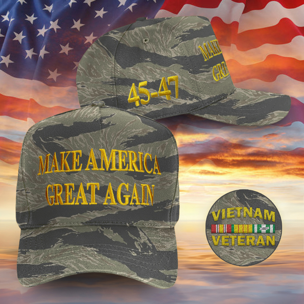Vietnam Veteran MAGA Hat Pro Trump Embroidered Camo Hat Vote Donald Trump 2024 Merch Headwear Vietnam Veteran MAGA Hat Pro Trump Embroidered Camo Hat Vote Donald Trump 2024 Merch Headwear