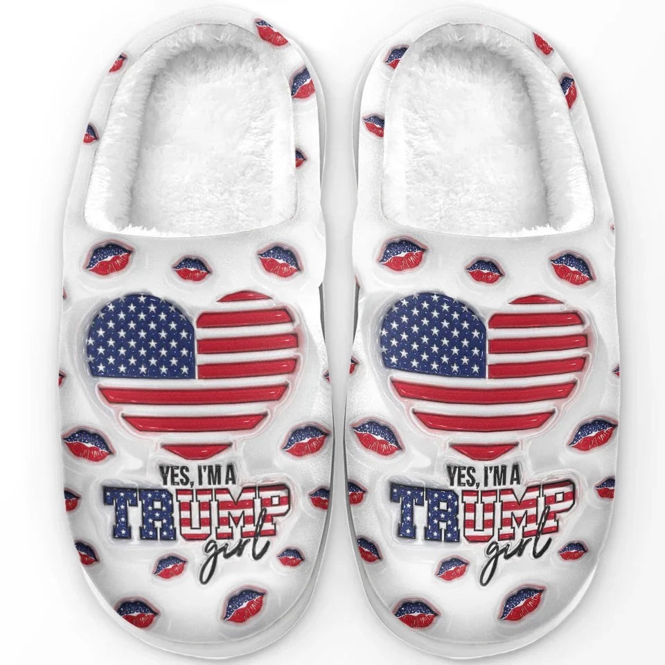 Yes I'm Trump Girl House Slippers Pro Trump 2024 Slippers Gifts For MAGA Supporters Yes I'm Trump Girl House Slippers Pro Trump 2024 Slippers Gifts For MAGA Supporters