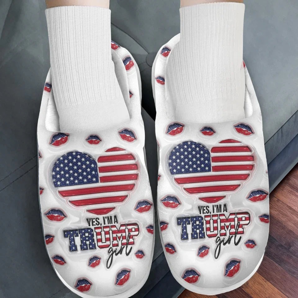 Yes I'm Trump Girl House Slippers Pro Trump 2024 Slippers Gifts For MAGA Supporters Yes I'm Trump Girl House Slippers Pro Trump 2024 Slippers Gifts For MAGA Supporters