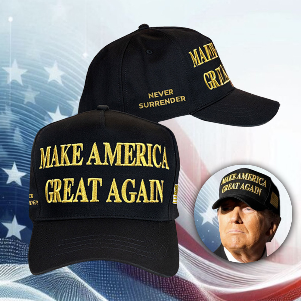 Black And Gold Trump Hat MAGA Embroidered Hat Never Surrender Merch Gifts For Father Black And Gold Trump Hat MAGA Embroidered Hat Never Surrender Merch Gifts For Father