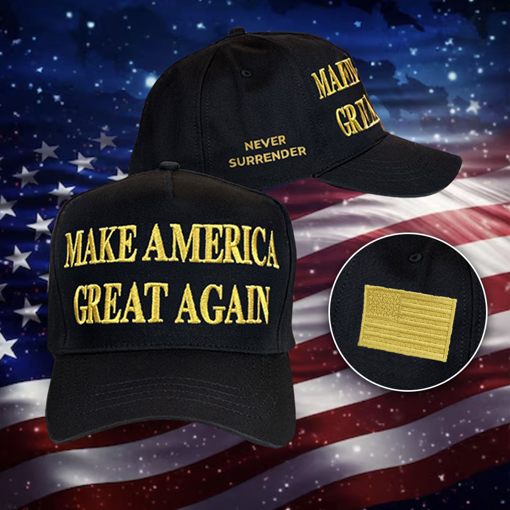 Black And Gold Trump Hat Never Surrender Embroidered Hat MAGA Merch Gifts For Patriots Black And Gold Trump Hat Never Surrender Embroidered Hat MAGA Merch Gifts For Patriots