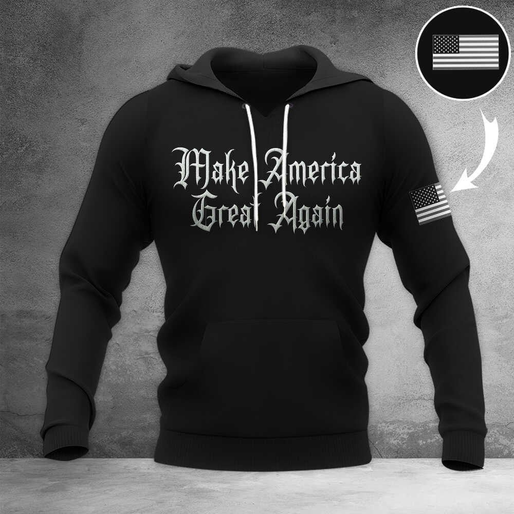 Dark Gothic Maga Hoodie Embroidery Elon Maga Hoodie Make America Great Again Merch Dark Gothic Maga Hoodie Embroidery Elon Maga Hoodie Make America Great Again Merch