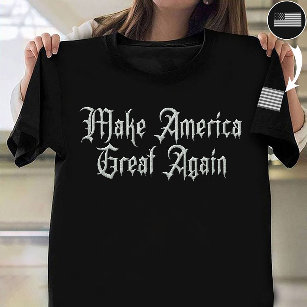 Dark Gothic Maga Shirt Embroidery Elon Musk Black Maga T-Shirt Dark Gothic Maga Shirt Embroidery Elon Musk Black Maga T-Shirt