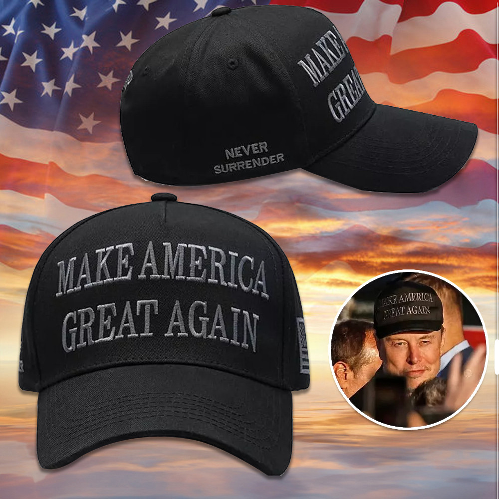 Elon Musk Dark Maga Hat Embroidered Gold Make America Great Again Trump 45 47 Hat Elon Musk Dark Maga Hat Embroidered Gold Make America Great Again Trump 45 47 Hat