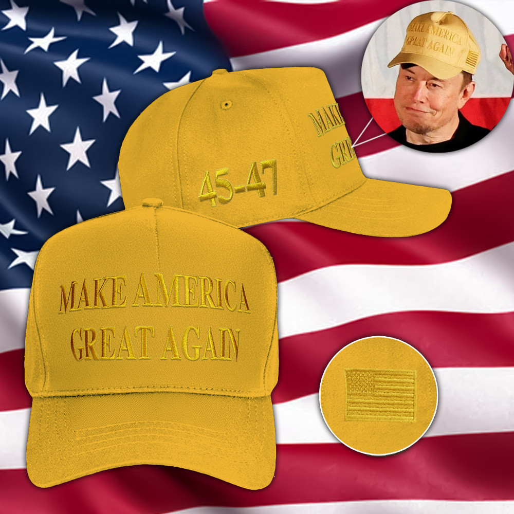 Gold Dark Maga Hat Embroidered Elon Musk Hat Make America Great Again Donald Trump Merchandise Gold Dark Maga Hat Embroidered Elon Musk Hat Make America Great Again Donald Trump Merchandise