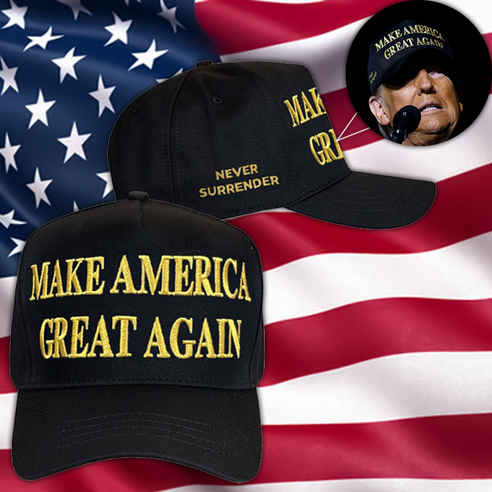 Trump Maga Hat Embroidered Never Surrender Black And Gold Trump Hat MAGA Merch Trump Maga Hat Embroidered Never Surrender Black And Gold Trump Hat MAGA Merch