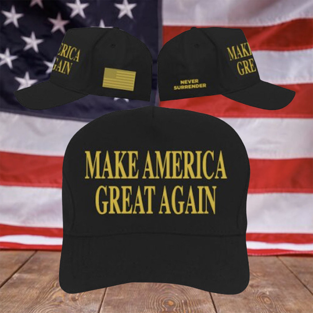 Trump Make America Great Again Gold Dark MAGA Hat Never Surrender Dark Black Trump Hat Trump Make America Great Again Gold Dark MAGA Hat Never Surrender Dark Black Trump Hat